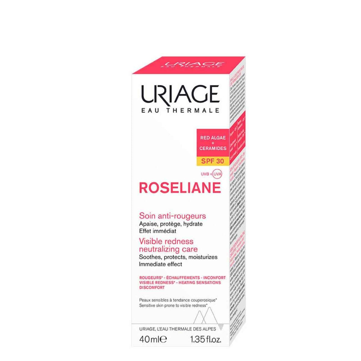 Uriage Roseliane Anti-Redness Cream SPF30 40ml anti-redness cream back of pack